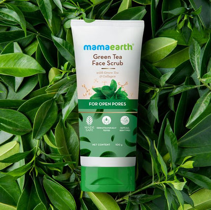 Mamaearth Green Tea Face Scrub With Green Tea & Collagen For Open Pores - 100 g