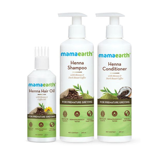 Mamaearth Henna Hair Kit with Henna & Coffee for Premature Greying