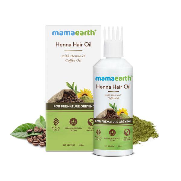 Mamaearth Henna Hair Oil with Henna & Coffee Oil for Premature Graying - 150 ml