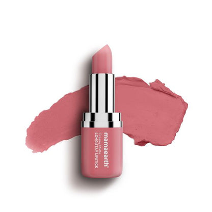 Mamaearth Creamy Matte Long Stay Lipstick with Murumuru Butter and Vitamin E - 4.2g | Hibiscus Nude