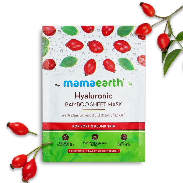 Mamaearth Hyaluronic Bamboo Sheet Mask with Rosehip Oil for Soft and Plump Skin - 25 g