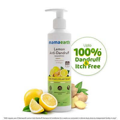 Mamaearth Lemon Anti-Dandruff Shampoo with Lemon & Ginger for up to 100% Dandruff & Itch-free Scalp- 250 ml