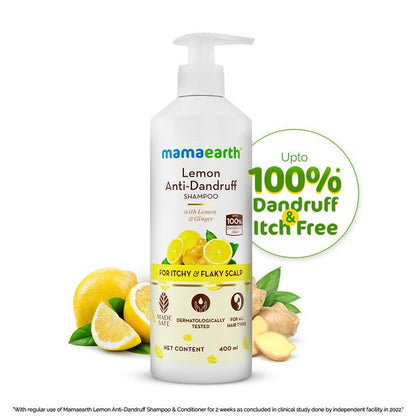 Mamaearth Lemon Anti-Dandruff Shampoo with Lemon & Ginger for up to 100% Dandruff & Itch-free Scalp - 400 ml