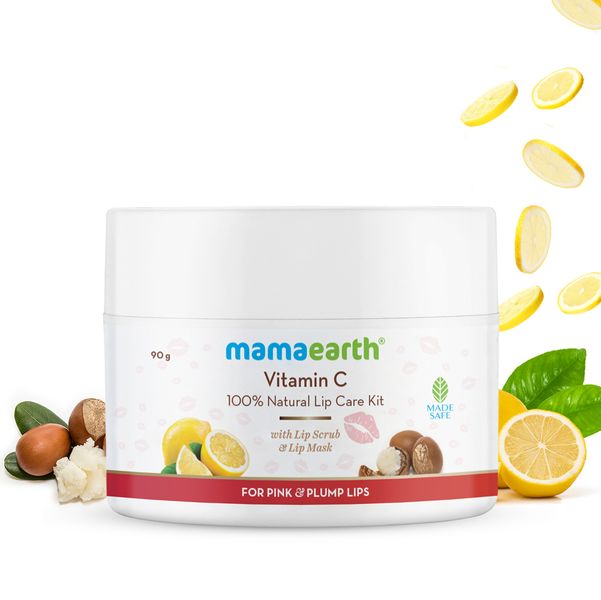 Mamaearth Vitamin C 100% Natural Lip Care Kit With Lip Scrub & Lip Mask For Pink and Plump Lips - 90 g