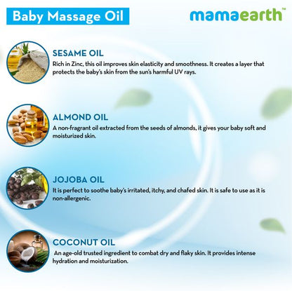 Mamaearth Soothing Massage Oil for Babies with Sesame, Almond and Jojoba Oil - 200ml