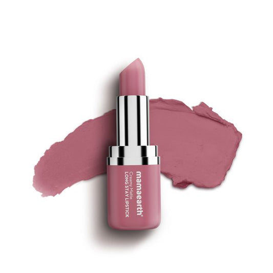 Mamaearth Creamy Matte Long Stay Lipstick with Murumuru Butter and Vitamin E - 4.2g | Mauve Bloom