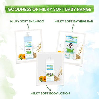 Mamaearth Milky Soft Bathing Bar for Babies with Oats, Milk and Calendula - 75g x 2