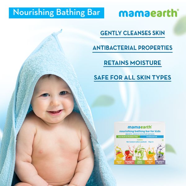 Mamaearth Nourishing Bathing Bar Soap For Kids - ( Pack of 5, 75g Each)