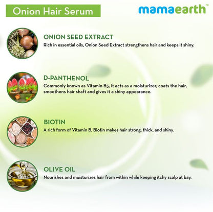 Mamaearth Onion Hair Serum with Onion and Biotin for Strong, Frizz-Free Hair - 100 ml