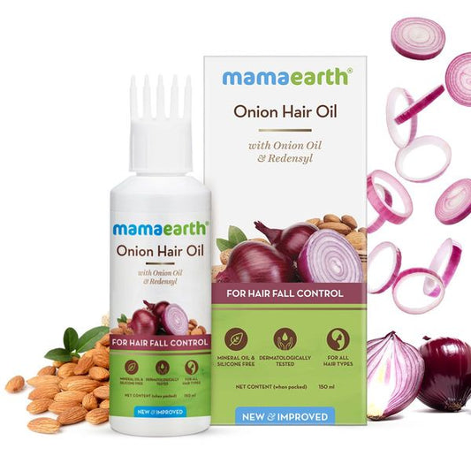 Mamaearth Onion Hair Oil with Onion Oil & Redensyl for Hair Fall Control - 150 ml