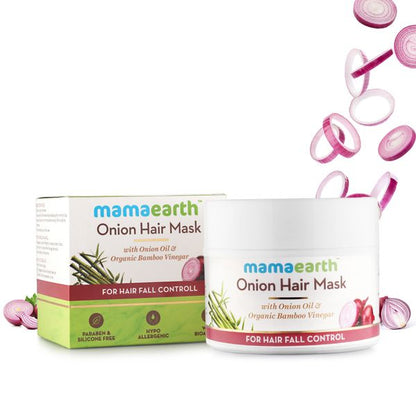 Mamaearth Onion Hair Mask, For Hair Fall Control, With Onion Oil and Organic Bamboo Vinegar, 200ml