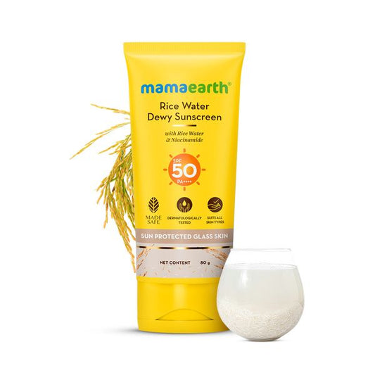 Mamaearth Rice Water Dewy Sunscreen with SPF 50 & PA++++ - 80g