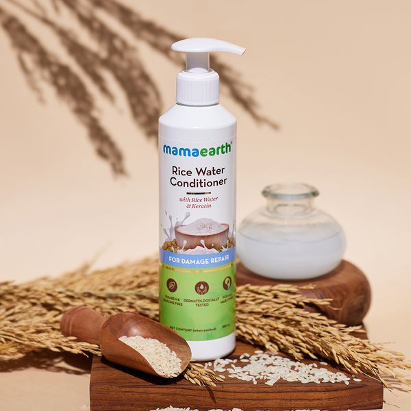 Mamaearth Rice Water Conditioner with Rice Water and Keratin for Damaged, Dry and Frizzy Hair - 250 ml