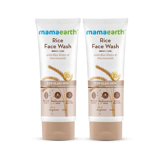 Mamaearth Rice Face Wash With Rice Water & Niacinamide for Glass Skin - 100 ml (Pack of 2)