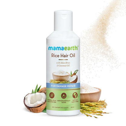 Mamaearth Rice Hair Oil with Rice Bran and Coconut Oil For Damage Repair - 150ml