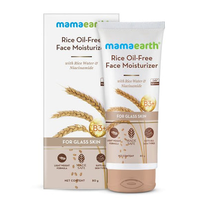 Mamaearth Rice Oil-Free Face Moisturizer With Rice Water & Niacinamide for Glass Skin - 80 g