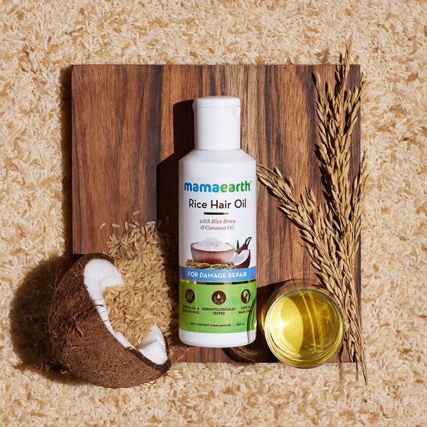 Mamaearth Rice Hair Oil with Rice Bran and Coconut Oil For Damage Repair - 150ml