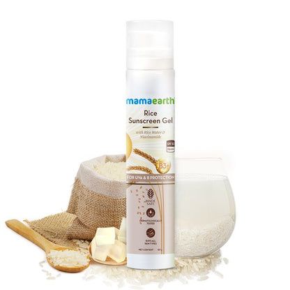 Mamaearth Rice Sunscreen Gel with Rice Water & Niacinamide for UVA & UVB Protection - 50 g