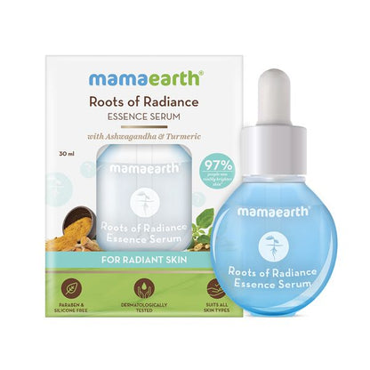 Mamaearth Roots of Radiance Essence Serum with Ashwagandha & Turmeric for Radiant Skin – 30 ml