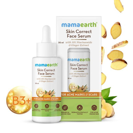 Mamaearth Skin Correct Face Serum with Niacinamide and Ginger Extract for Acne Marks and Scars - 30 ml