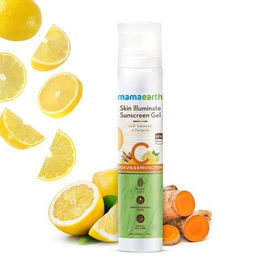 Mamaearth Skin Illuminate Sunscreen Gel SPF 50 with Vitamin C & Turmeric for UVA & B Protection - 50 g