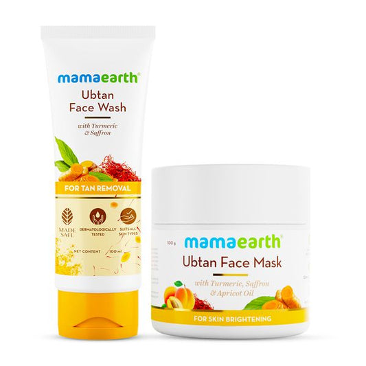 Mamaearth Skin Lightening and Brightening Combo : Ubtan Facemask, 100ml and Ubtan Facewash, 100ml