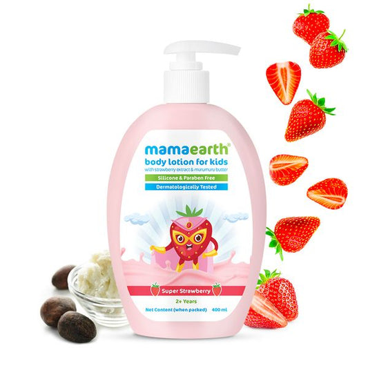 Mamaearth Super Strawberry Body Lotion for Kids With Strawberry & Shea Butter - 400 ml