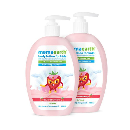 Mamaearth Super Strawberry Body Lotion for Kids With Strawberry & Shea Butter - 400 ml (Pack of 2)