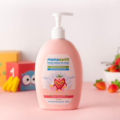 Mamaearth Super Strawberry Body Lotion for Kids With Strawberry & Shea Butter - 400 ml