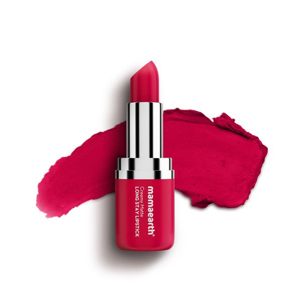 Mamaearth Creamy Matte Long Stay Lipstick with Murumuru Butter and Vitamin E - 4.2g | Tulip Magenta