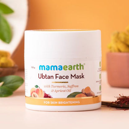 Mamaearth Ubtan Face Mask with Saffron and Turmeric for Skin Brightening and Tan Removal - 100g