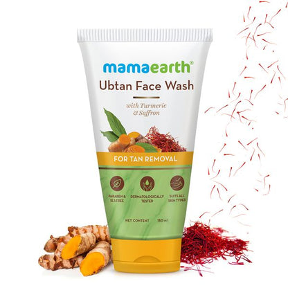 Mamaearth Ubtan Face Wash with Turmeric & Saffron for Tan Removal – 150 ml