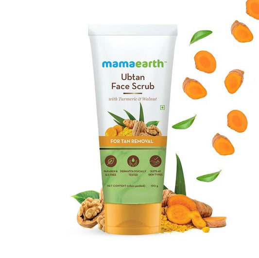 Mamaearth Ubtan Face Scrub with Turmeric and Walnut for Tan Removal - 100g