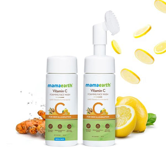 Mamaearth Vitamin C Foaming Face Wash Combo Pack with Refill - 150ml + 150ml