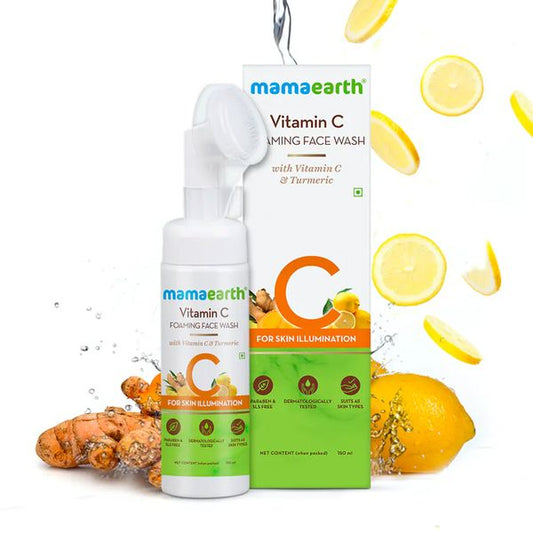 Mamaearth Vitamin C Foaming Face Wash with Vitamin C and Turmeric for Skin Illumination - 150ml