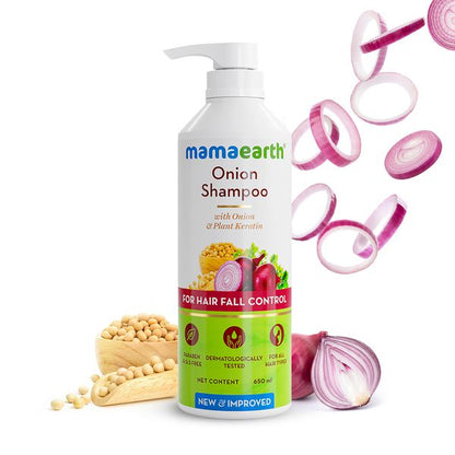 Mamaearth Onion Shampoo for Hair Fall Control and Hair Growth with Onion & Plant Keratin - 650 ml