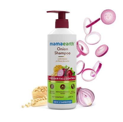 Mamaearth Onion Shampoo with Onion & Plant Keratin for Hair Fall Control - 400ml