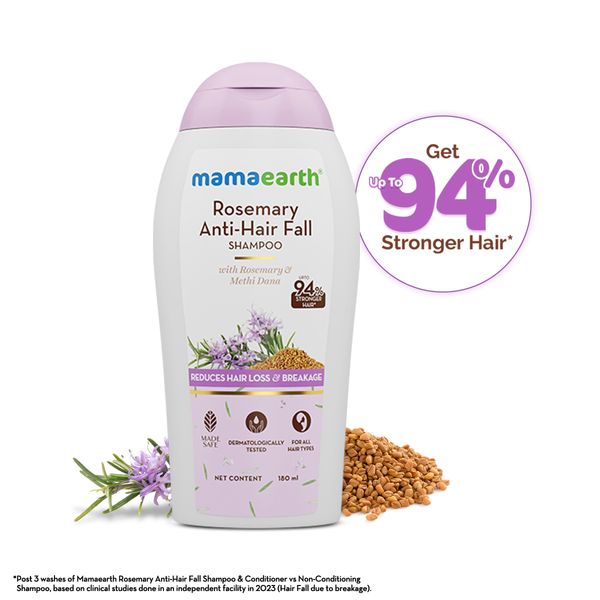 Mamaearth Rosemary Anti-Hair Fall Shampoo with Rosemary & Methi Dana for Reducing Hair Loss & Breakage - 180 ml